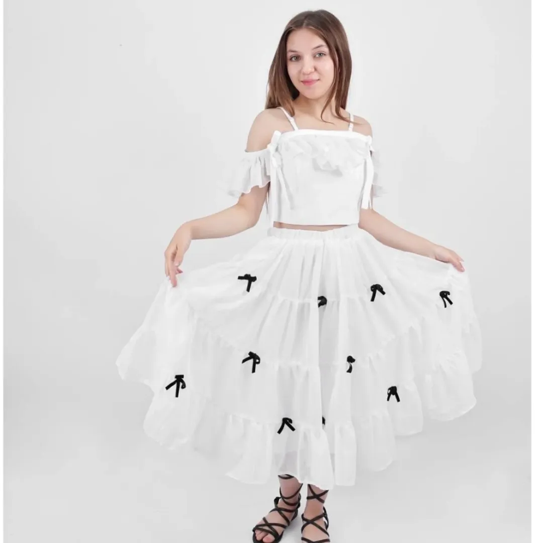 کراپ نیمتنه مجلسی سوگل و دامن حریر ماهلین